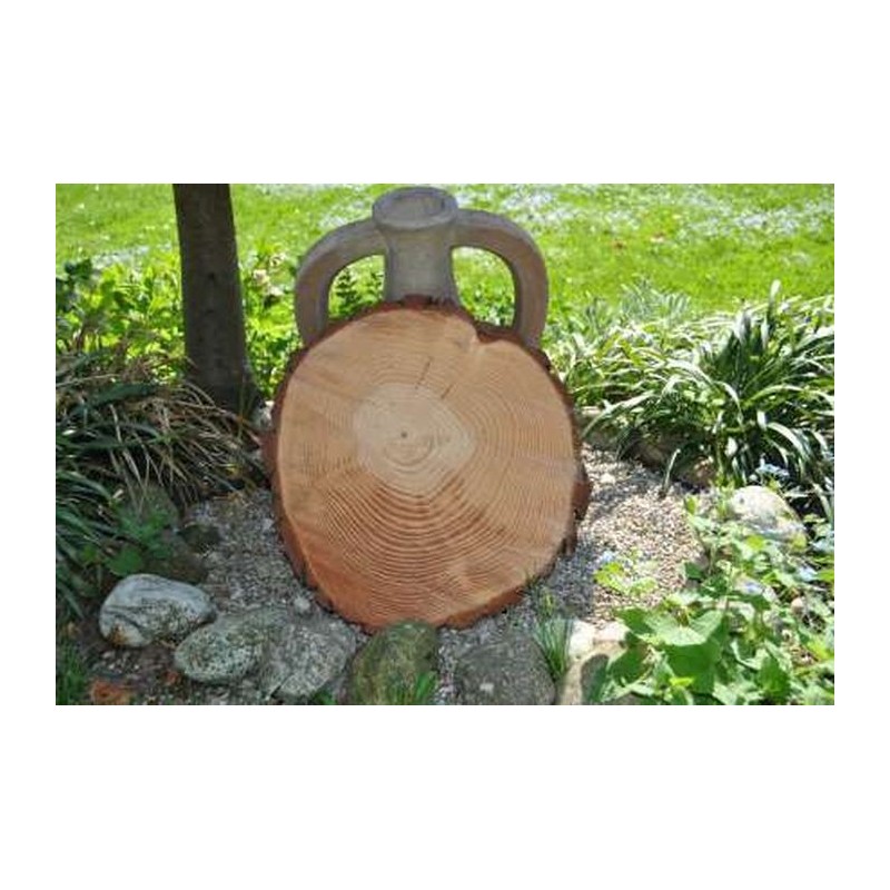 Große rustikale Baumscheibe aus Kiefernholzmit markanter Rinde.
Durchmesser ca: 38 - 40 cm