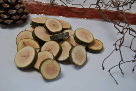 Holzscheiben mit rotem Kern Durchmesser 3-6 cm