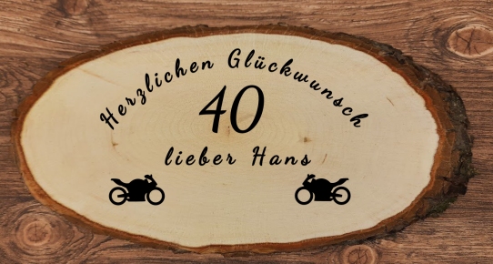 Geburtstag Holzschild Motorrad Gravur